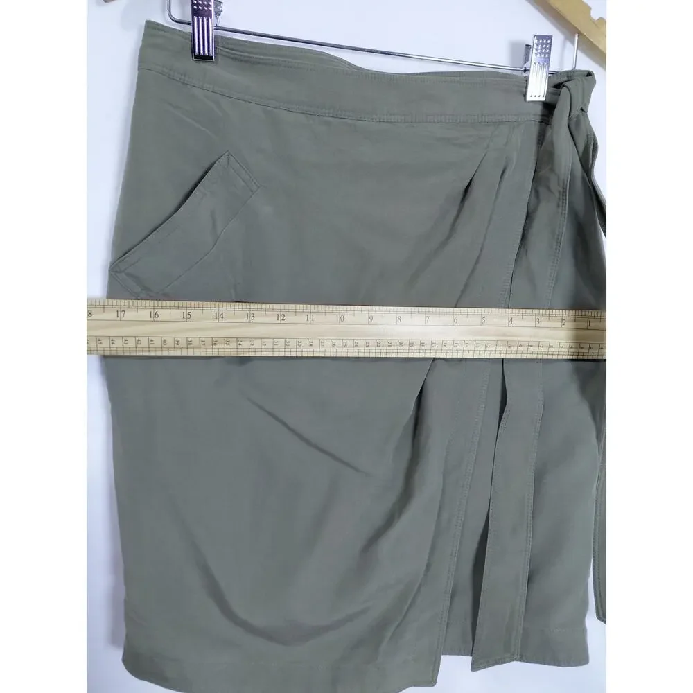 Banana Republic Green Wrap Tie Waist Lined Skirt Women Size 4